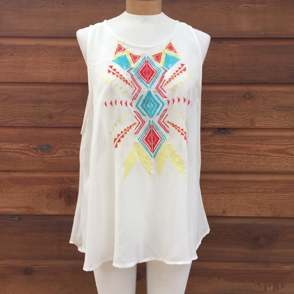 Live 4 Truth 2XL Sheer Embroidered Top Sleeveless Gauzy Lightweight Summer Shirt - Picture 2 of 8